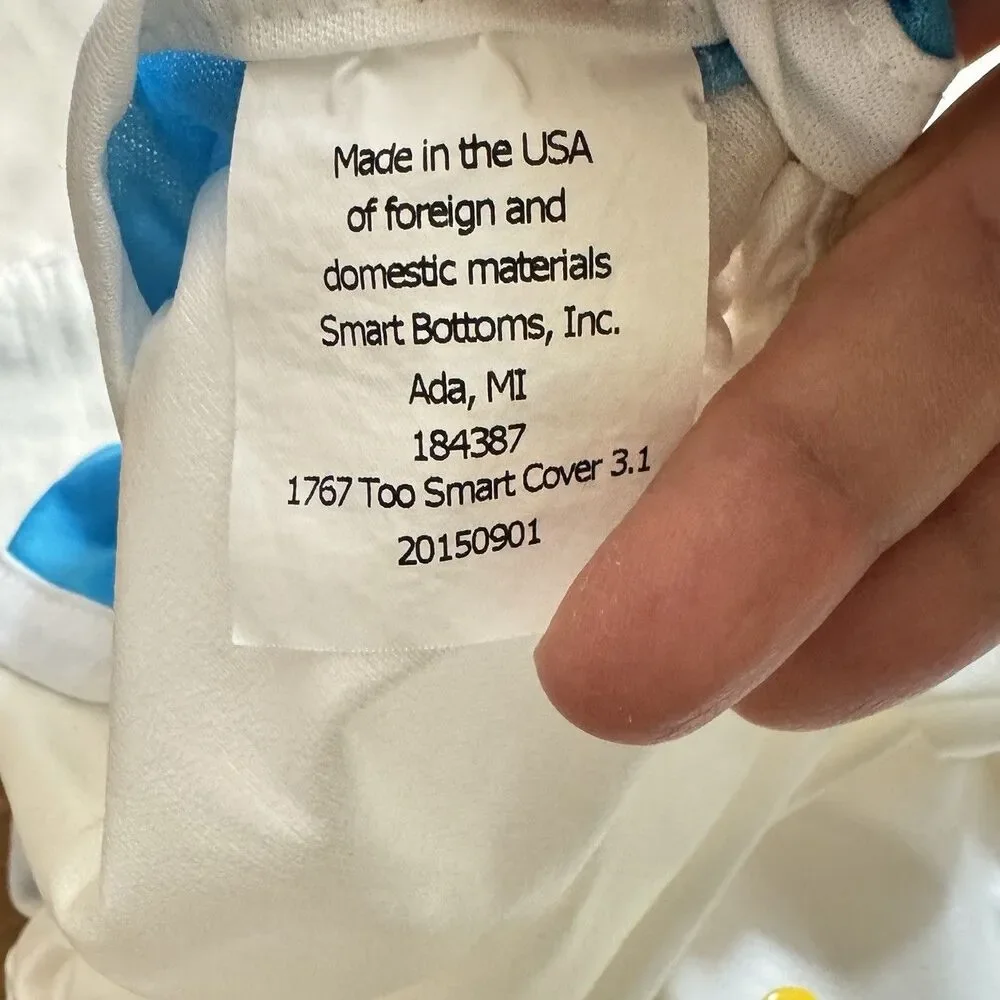 Smart Bottoms One Size Adjustable Cover with Organic Cotton Inserts Made Is USA